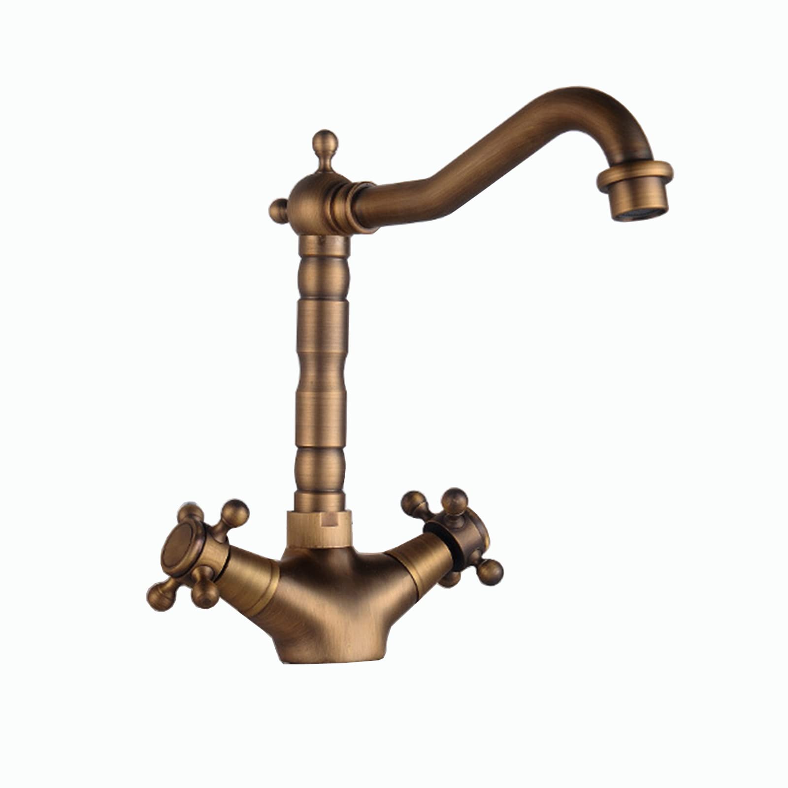 Robinet de salle de bain en laiton antique pivotant au charme rétro chic