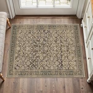 PureCozy 2x3 Entryway Floral Rug Black Washable Small Area Rug Non-Slip Stain Resistant Door Mat Low Pile Boho Accent Indoor Throw Carpet for Entrance Kitchen Bedroom Laundry 2' x 3' (Rectan