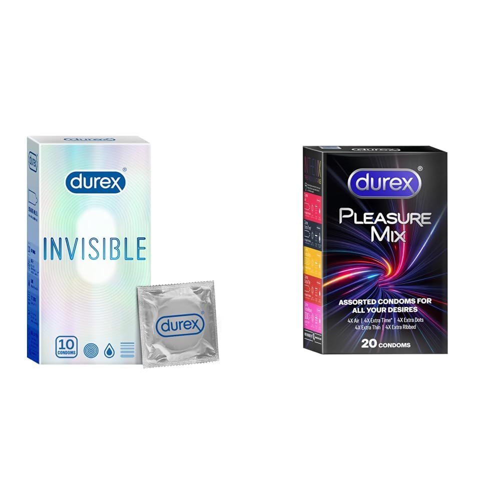 Durex Invisible Condoms | Ultra Thin Condom,10s & 5 in 1 Pleasure Pack | Assorted Condoms | 20 units-image-41