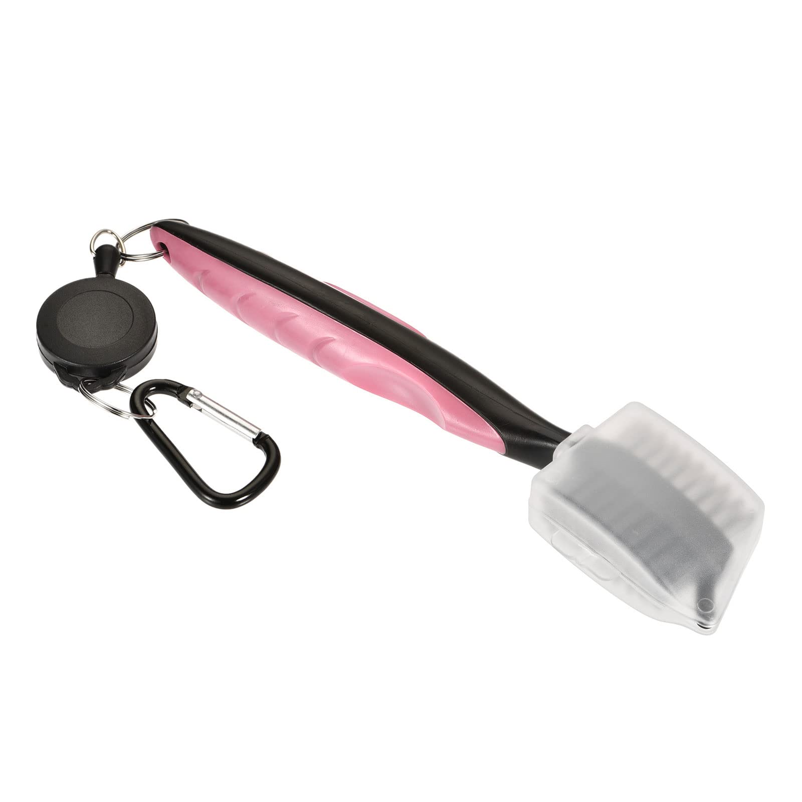 M METERXITY Golf Club Brush - Golf Club Groove Cleaner Zip-line Dual Sided Bristle Cleaning Tools with Cover Clip, Retractable, Apply to Outdoor (Pink)