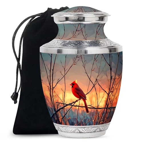 Image of Cardinal Bird Urn Large Urn for Ashes Adult Male & Female 10 Inch | Large Urn for Ashes Adult Male & Female Unique Burial Urns for Women Memorial Funeral Urns