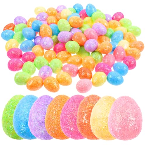 Abaodam 100Pcs Mini Easter Eggs Easter Glitter Foam Small Fake Bird Eggs for DIY Crafts Basket Stuffers Party