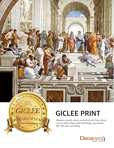 Decorarts - The School Of Athens, Raphael Classic Art. Giclee Prints Framed Art For Wall Decor. Framed Size: 36X30 #TOP4