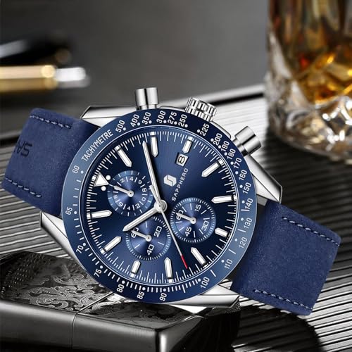 Image of BY BENYAR Watches for Men Analog Quartz Chronograph 30M Waterproof Luminous Big Face Mens Watches Business Work Sport Casual Fashion Designer Dress Men's Wrist Watches Elegant Gift for Men
