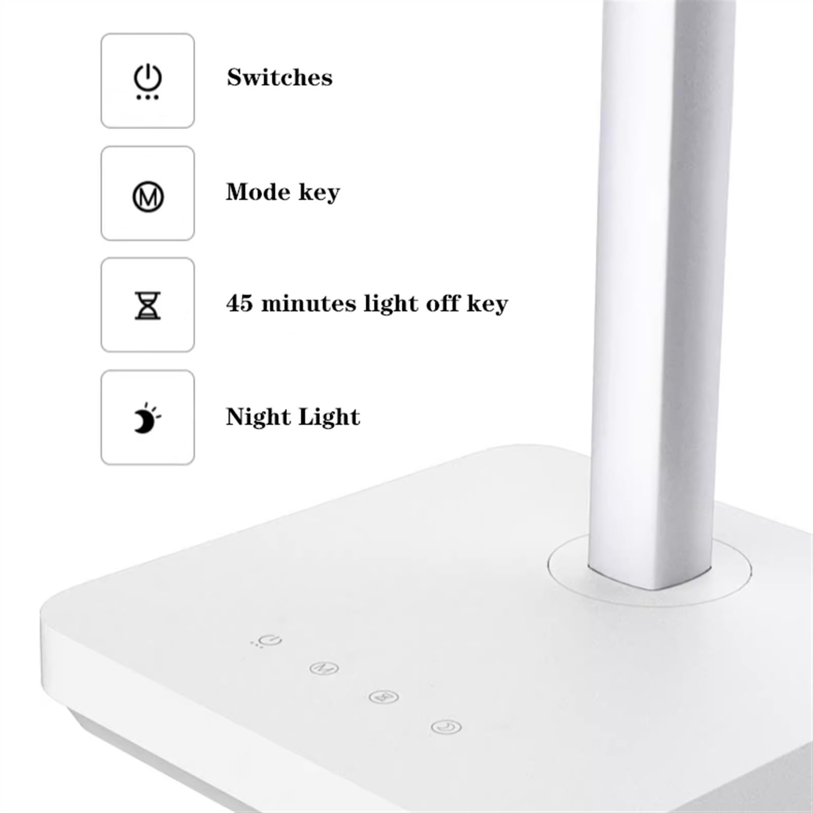 Lampade da lavoro Lampada da scrivania a LED for ufficio domestico, lampada da scrivania dimmerabile a 3 livelli, luce da lettura plug-in da 12 W, controllo touch, luce notturna, timer di spegnimento