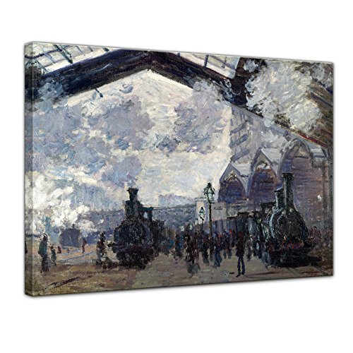 Image de toile - Vieux Maîtres - Claude Monet - Gare Saint Lazare à Paris, arrivée d'un train - 60x50 cm - Images sur toile - toile déco imprimée - tableau toile - photo sur toile
