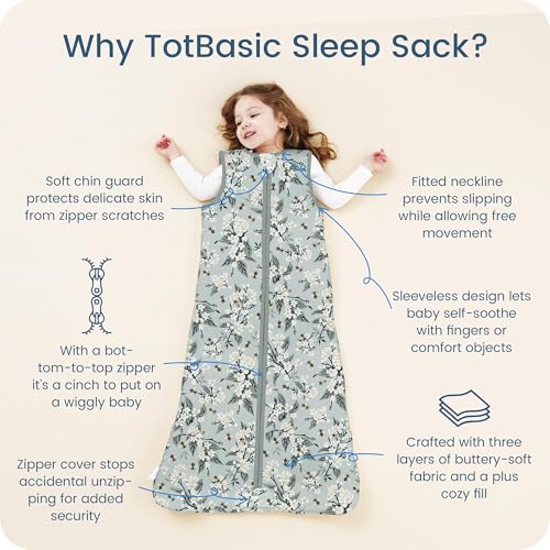 Image of 1.0 TOG Toddler Sleep Sack, Wearable Blanket Baby Sleeping Bag with 2-way Safe Zipper, Ultra Soft All Season Sleep Sack for 24-36-48 Months, 1 Pack(Bee Blossom)