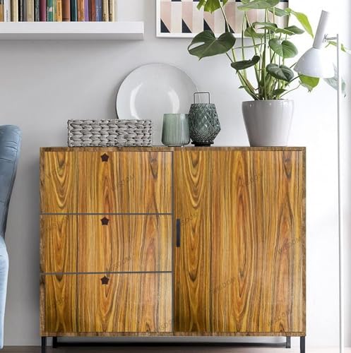 Image of WISDOM Wood Grain Contact Paper Peel and Stick Wallpaper Self Adhesive Wall Paper for Countertop Drawer Shelf Liner Cabinet Furniture (Sparkal Wooden, 24x200 Inch)