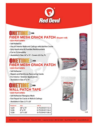 Red Devil 1226 Onetime Fiber Mesh Crack Patch 6" X 75' Wall Repair Fabric, 1-Pack, White #TOP1
