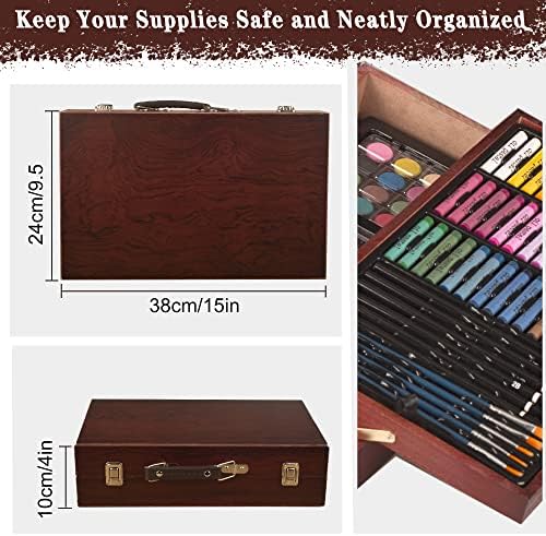 KINSPORY Art Supplies, 168-Pack Deluxe Creative Christmas Gift, Wooden Art Set Crafts Drawing Painting Coloring Kit with 1 Coloring Book, 2 Sketch Pads for Artist Beginners Kids Girls Boys (Deep Brown) 7 51jDXTSrlVL. AC