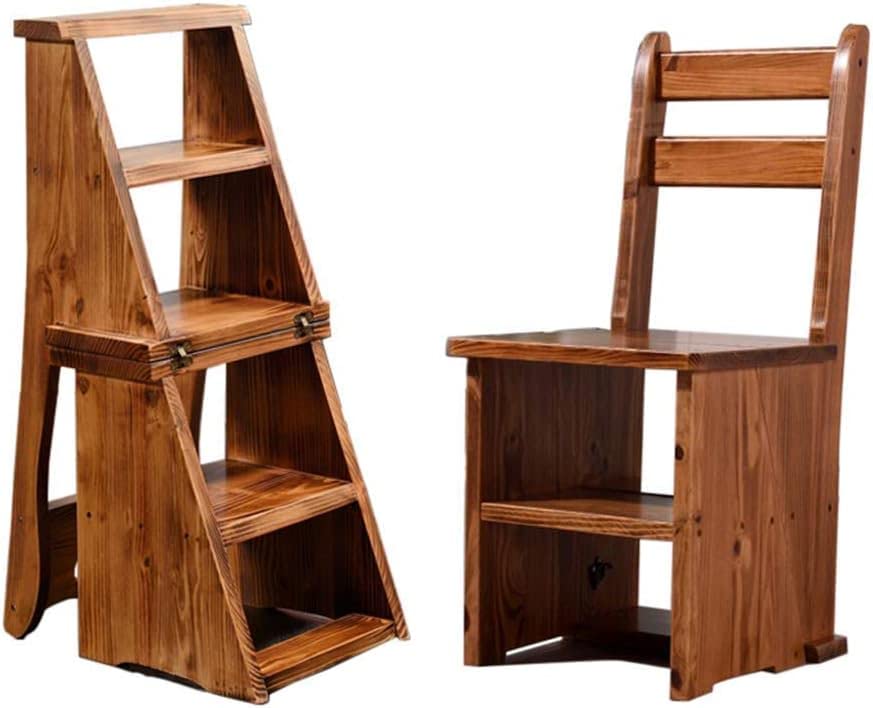 Taburete escalonado de madera maciza de pino OKUOKA con asientos de silla de escalera alta 1