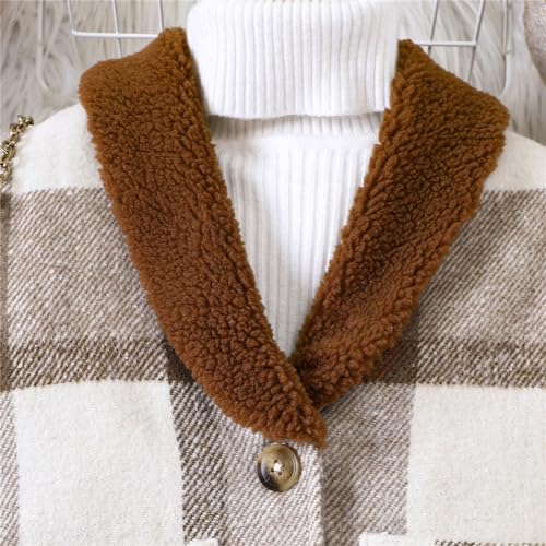 Toddler Kids Formal Plaid Coat with French Beret Hat Elegant Long Outfits for Girl Baby Girls Woolen Trench Coat4