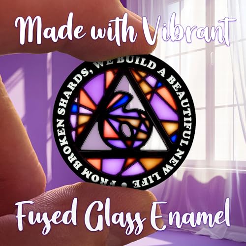 Image of Stained Glass 6 Year AA Chip Sobriety Coin Medallion, Fragments to Freedom Alcoholics Anonymous Addiction Recovery Anniversary Token, Inspirational Sober Gifts for Men and Women by the Token Shop