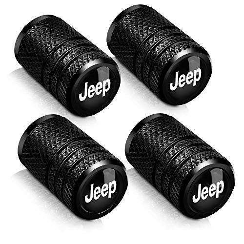 4Pcs Chrome Bike Motorcycle Car Tires Valve Stem Caps for Chrysler Jeep Grand Cherokee Wrangler Compass Cherokee Renegade Patriot Grand Comander Car Styling Decoration Accessories Black