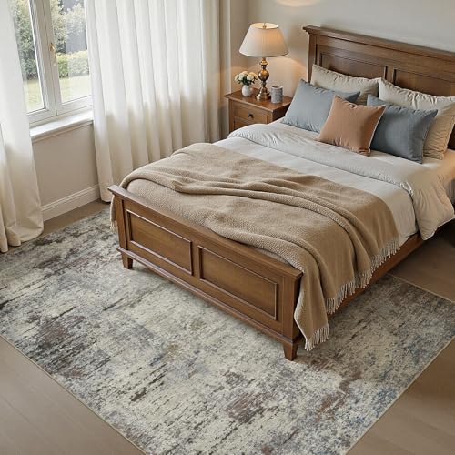 DMOYEST Teppich Wohnzimmer 160x230cm Modern Brown Rostet Waschbar – Ansicht 6