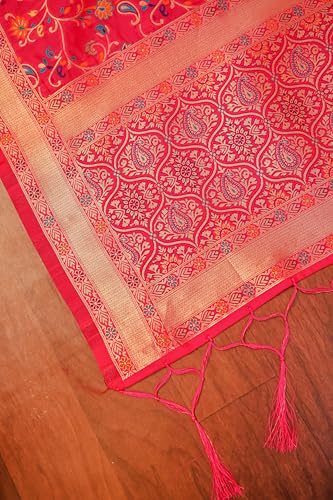 Image of DEVANGI Women's Woven Banarasi Silk Dupatta /Chunni For Women, Floral Print 1 Meter Wide and 2.3 Meter Length Printed Designer Dupatta /Chunni For Girls