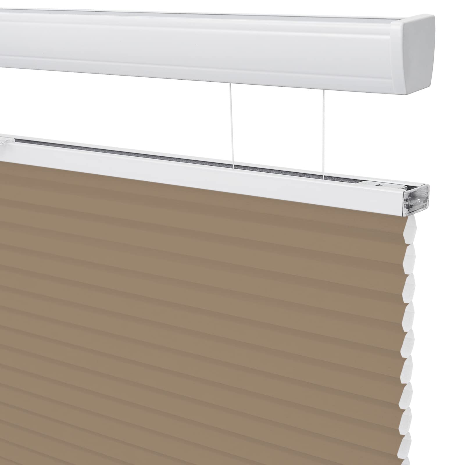 Moonice Top Down Bottom Up Honeycomb Blinds Light Filtering Cordless Cellular Pleated Shades Themal Insulation for Bedroom Easy Fit Custom Window Shades for Home Office Brown, 55cm W x 150cm H