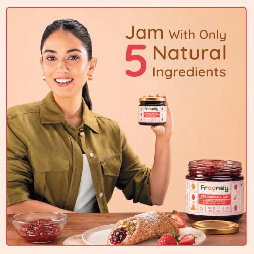 Image of Frooney Strawberry Jam Sweetened with Honey |100% Pure Natural Jam | No Refined Sugar | 46% Real Strawberry | No Artificial Colours or Preservatives | Small Batch Fruit Jam | Clean Label Spread | 350g