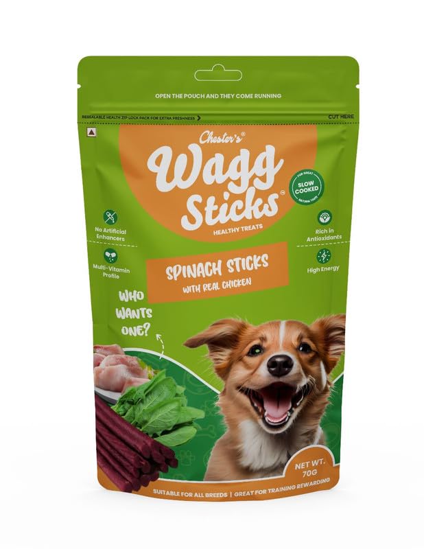 CHESTERS Dog Treats for Training Adult Dog Puppy Spinach Chicken Meat Crunchy Jerky Suitable All Breeds Life Stages Chewing Sticks Dog Rewards Baked Stix Cleans Teeth Plaque Easy to Digest - 70g (B0CFYRMS2Y) Amazon Price History, Amazon Price Tracker