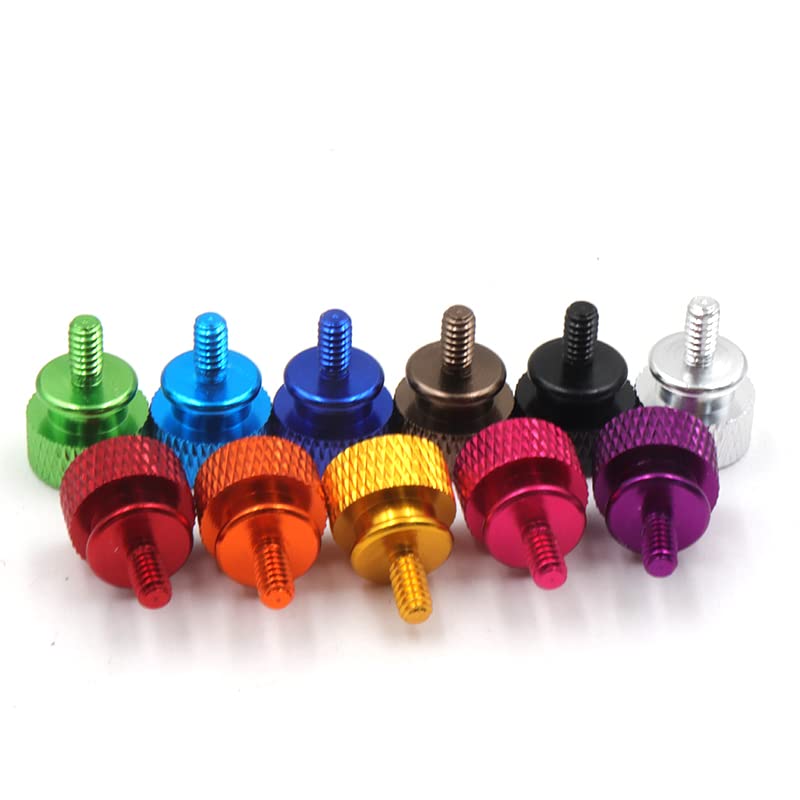Generic 5pcs M3 M4 6#-32 color aluminum knurled hand screws anodizing hands bolts case DIY decoration screw handle knob adjust bolt - (Size: M4, Length: 6mm, Color: green)