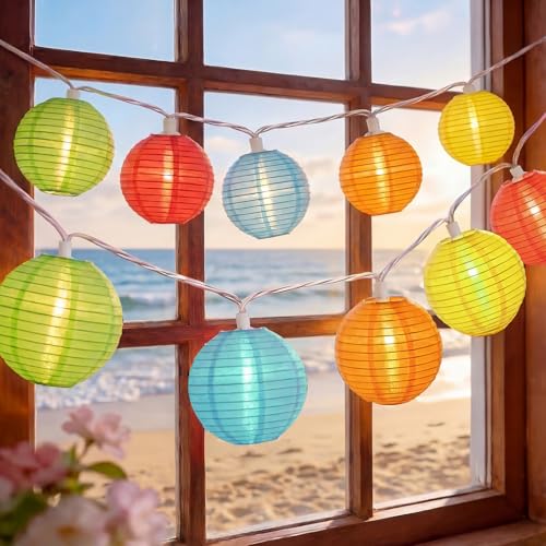 8.5Ft LED Lantern String Lights Plug in Summer Outdoor Decor Fairy Lights