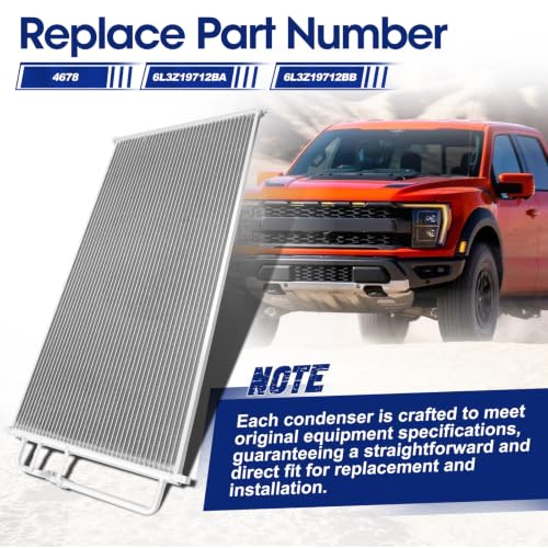 Image of Air Conditioning A /C Condenser Compatible with Ford F-150 Heritage F-250# 4678, 7014678, FO3030144, 6L3Z19712BA, 6L3Z19712BB