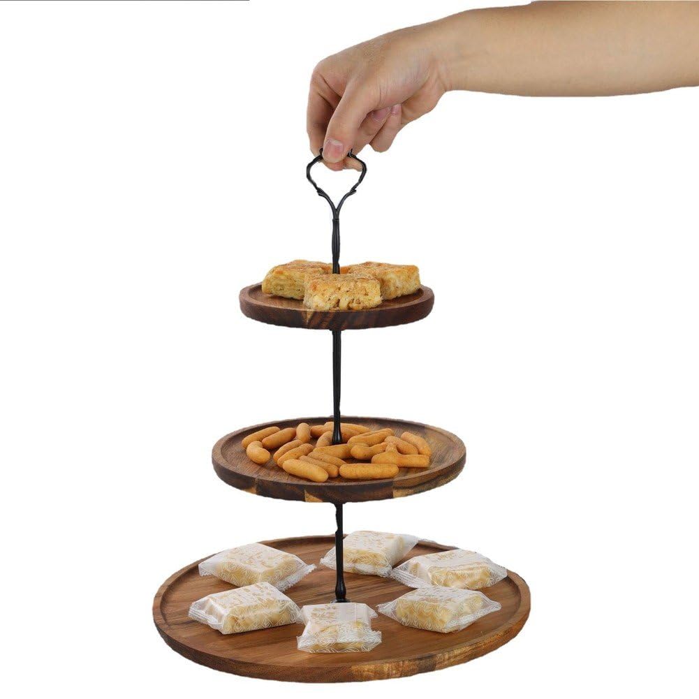 Soporte para Bandeja De Frutas, Soporte De Madera De 3 Niveles para Pasteles, Soporte para Servir, Bandeja para Frutas, Postres, Cupcakes, Bandeja De Exhibición, Almacenamiento para Fiestas