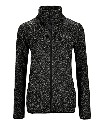 Dolcevida Women's Long Sleeve Sweater Fleece Zip Up Speckled Jacket With Pockets (Black Mix, L) #TOP6