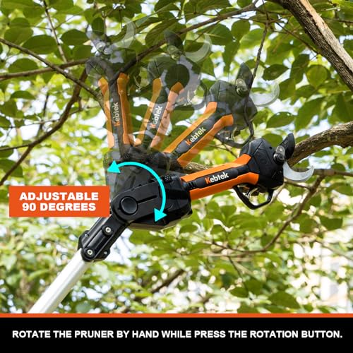 Cordless Electric Secateurs 40MM with Pole, Kebtek Professional Pruning Shears Battery Powered 21V Brushless Motor 2Pack 2AH Rechargeable Lithium Battery-LCD Display Screen (KT940 Pruner+Pole Set) - Image 3