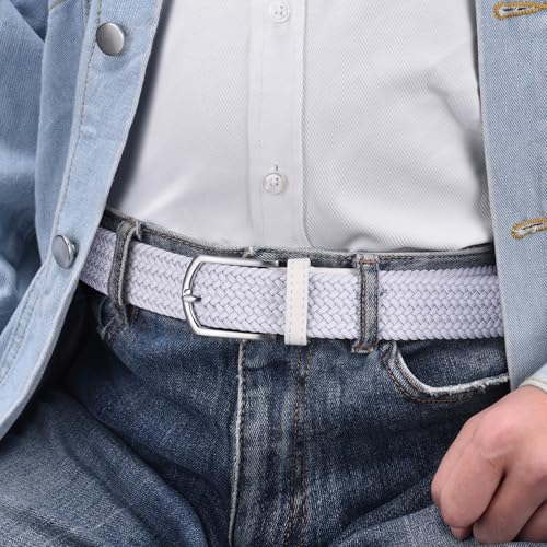 Image of 2pcs Men's Stretch Woven 1.3 inch Wide Elastic Braided Belts