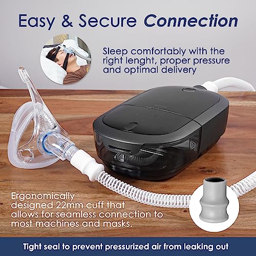 Resway CPAP Tubing | White 15mm Diameter | Universal CPAP Hose Compatible with Most Machines & Masks | Easy-Grip 22mm Ergonomic Cuff for Secure Fit | Lightweight Flexible Tube - 6 Feet Long - Thumbnail 4