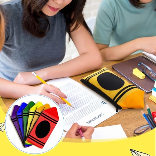 Image of Sherr 12 Pcs Back to School Crayon Pencil Pouch Case Crayon Shaped Bag with Zipper Teacher Appreciation Gifts Colorful Stationery Storage Bag for Teacher Rewards Supplies