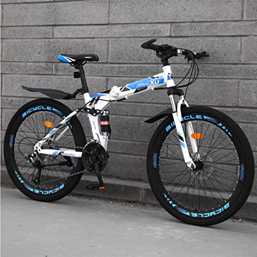 RPOLY Vélo de Montagne, Pliable vélos Vélo Pliant Adulte 24 Vitesses Jante vélo Pliant Grand pour l'équitation Urbain et Hors Route,Blue_24 inch - Image 7
