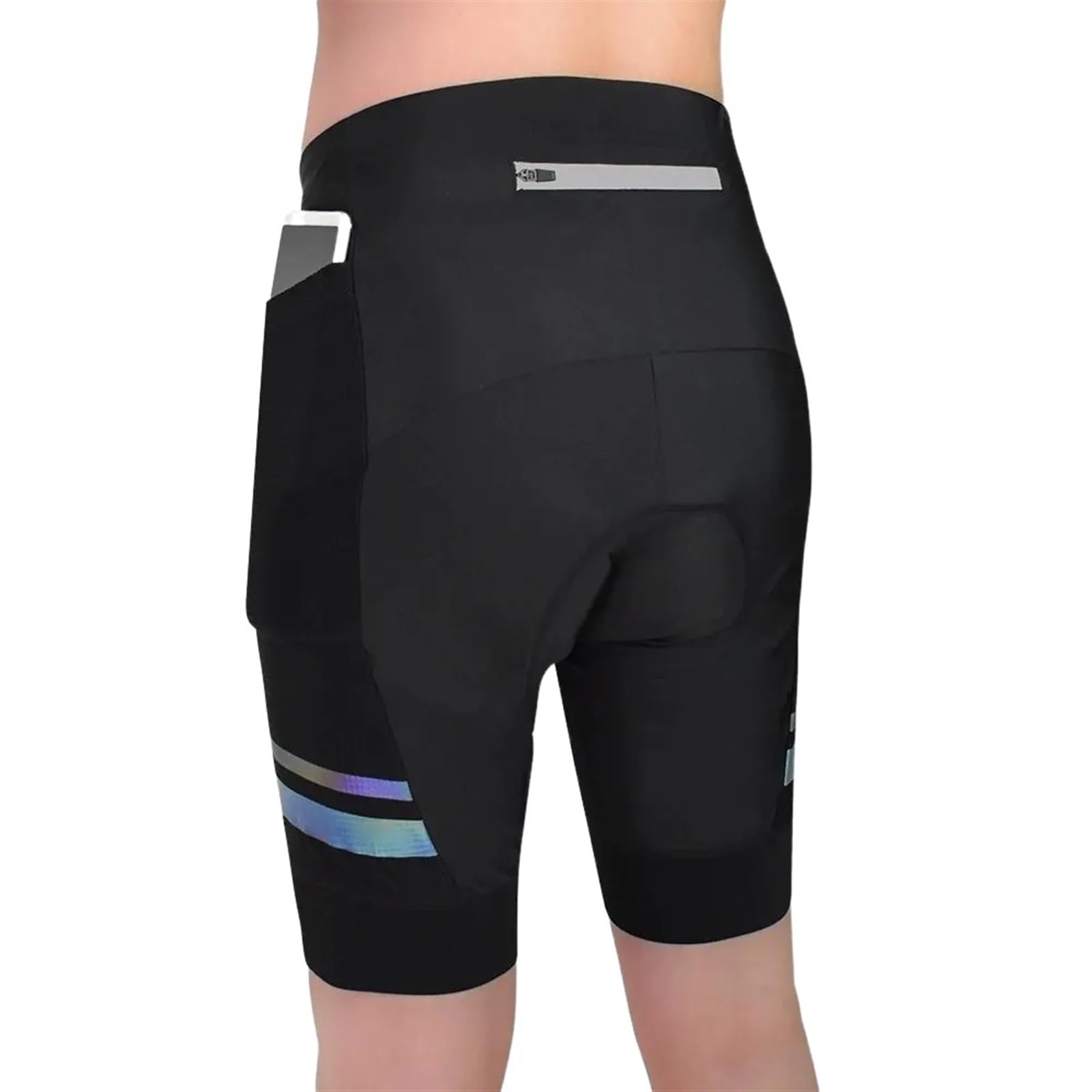 Cuissard Velo Homme Short de Cyclisme for Hommes, Short de vélo de Route avec Rembourrage en Gel 3D, Poche réfléchissante à Fermeture éclair au Dos(L)