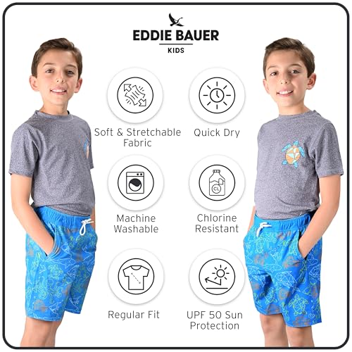 Eddie Bauer Boys' UPF 50 Short Sleeve Rash Guard Shirt and Comfort Liner Swim Trunk 2 Piece Swimwear Set (2T-16)4