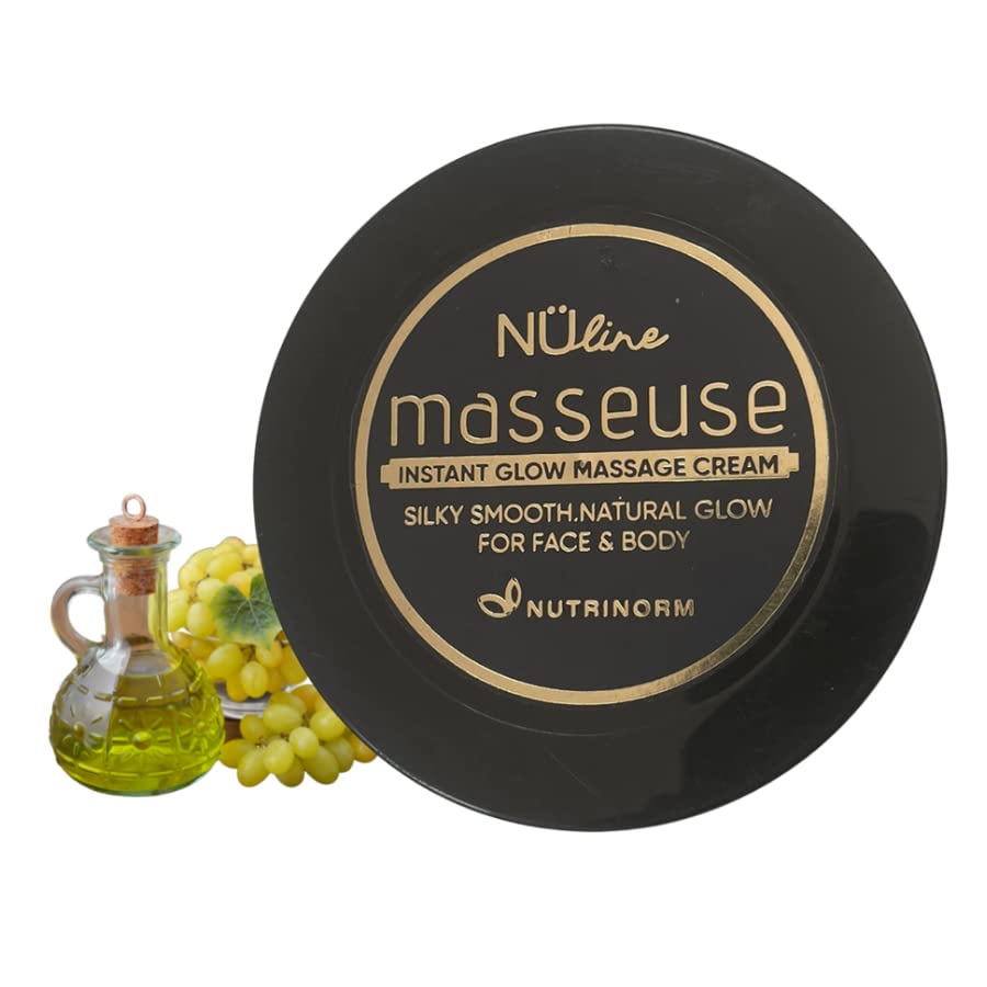 Nutrinorm Massage Cream - 180g, Paraben-Free, for Silky Smooth Instant Natural Glow on Face & Body