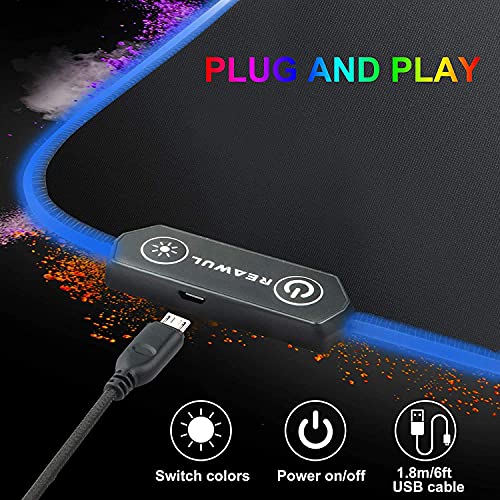 Image of CPEX RGB Gaming Mouse Pad Large Extended Soft LED Mouse Pad with 14 Lighting Modes Non-Slip Rubber Base Waterproof Desk Mat for Computer Laptop Keyboard 80 x 30cm Gamer Accessories