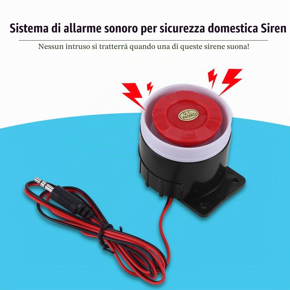 Sistema Di Allarme Cablato Di Sicurezza Domestica Con Sirena 110 dB - Mini Tromba DC 12V - Sistema Di Sicurezza Sonoro
