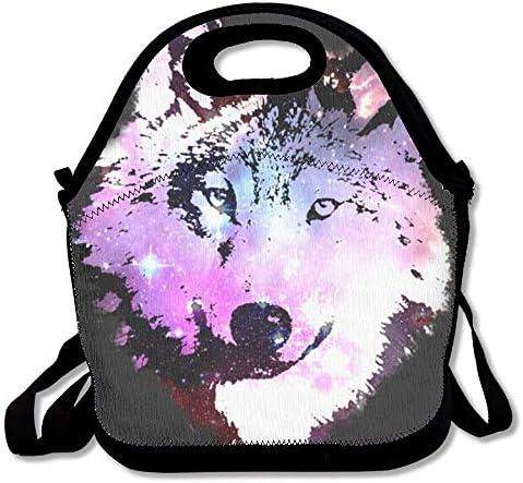 GHHJI Space Gaxaly Nebula Wolf Face Lunch Tote Bag Lunchbox With Adjustable Shoulder Strap For Work Kids Women Men