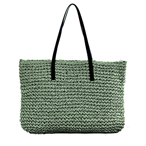 Cabas de plage femme paille sac à main crochet été bohème fourre-tout