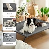 BEDSURE Hundeliege Outdoor kleine Hunde - Hundeliege grau in und Outdoor Garten, für draußen Camping erhöhtes Hundebett, Größe in S 87x63 cm, höhe in 20 cm