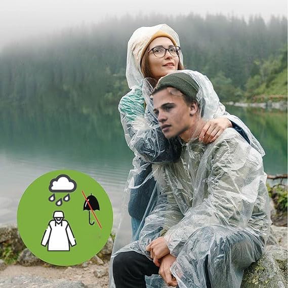 10 pièces Poncho Pluie,Poncho Impermeable Réutilisable Impermeable Femme, Poncho Impermeable avec Chapeau et Manches, Ponchos de Pluie Légers Transparents Femme et Homme pour Festival, Camping