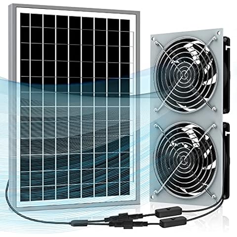 LiL DiHo Solar Fan,15W Weatherproof Solar Panel Fan Kit, 2 Pcs Brushless Fan,with14Ft Cable and The Switch for Small Chicken Coops,Greenhouses,Sheds,Car Window Exhaust,DIY Cooling Ventilation Project Cover