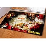 chaqlin Non-Slip Doormat with Rubber Backing Xmas Santa Claus Design Pet Friendly for Living Room Be
