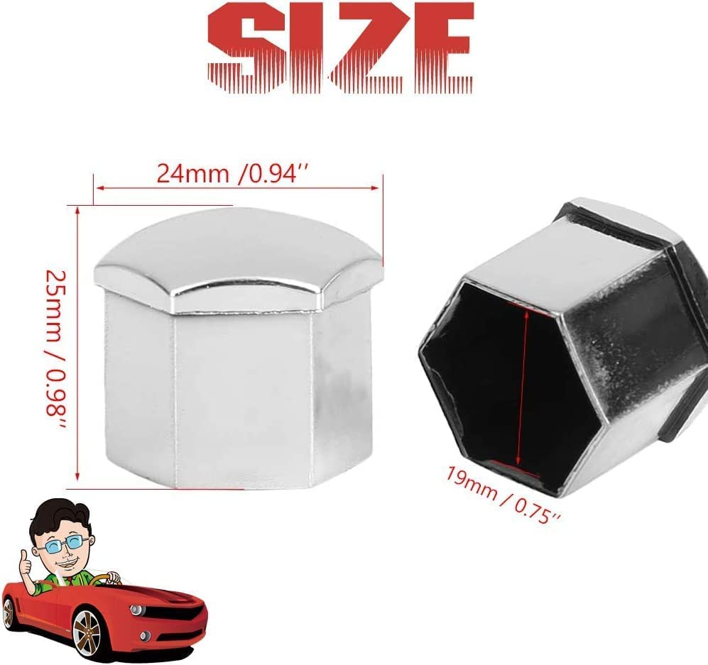 Lot De 20 Cache-moyeux De Roue De Voiture 17 Mm, Capuchon De Protection Universel Argenté Pour