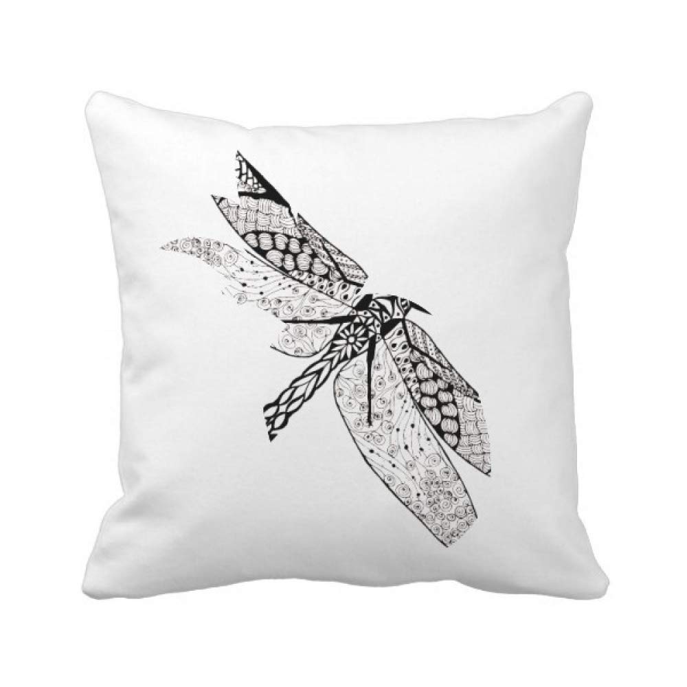Housse de coussin portrait libellule : lin haut de gamme et croquis d'art animalier unique