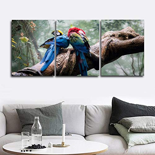 Toile calligraphy painting oiseaux triptyque décoration murale chic