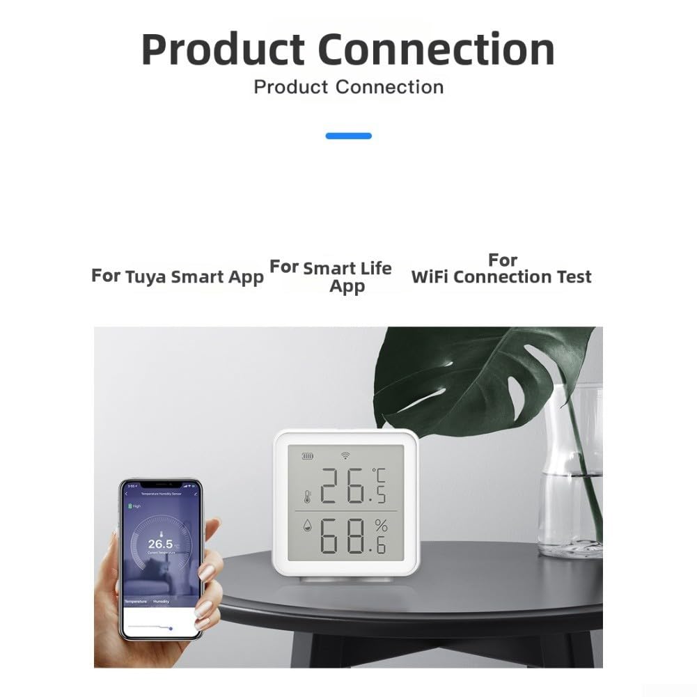 Termometro e igrometro Smart WiFi per Alexa Google Home App Controllo in Tempo Reale Temperatura Umidità Monitor con Avvisi 2.4 GHz Bianco