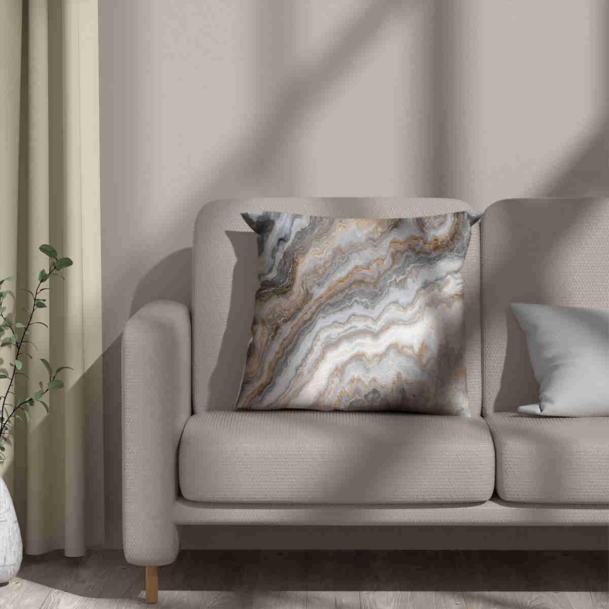 QUALKNOY Set of 2 Velvet Grey Brown Cushion Covers 45 x 45 cm Modern Art Abstract Throw Pillow Case 18"x18" for Living Room Sofa Bed Outdoor Garden Home Decor Pillowcases - Image 4