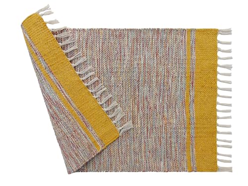Image of MDZ Hand Woven Cotton Modern Assorted Border Rug | Size: 16 inchx24 inch Inch or 40x60 cm | Color: Assorted Multi | Machine Washable | Eco Friendly | Multi Uses (Combo of 10 Pcs.)